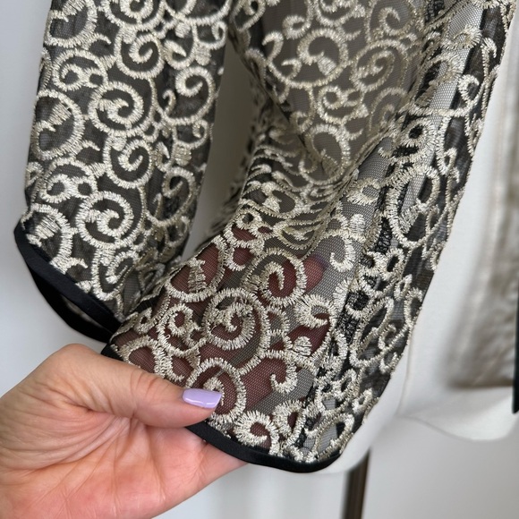 Alex Evenings Sheer Embroidered Jacket 3/4 Sleeve Women’s Size MP Medium Petite - Picture 6 of 7